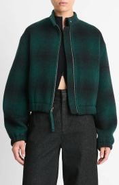 Vince Shadow Plaid Wool Blend Bomber Jacket at Nordstrom Rack