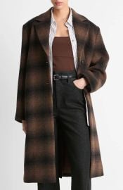 Vince Shadow Plaid Wool Blend Coat at Nordstrom Rack
