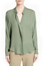 Vince Sheer Silk Blouse in Sage at Nordstrom