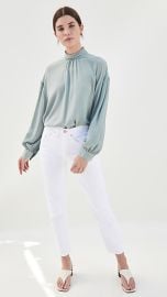 Vince Shirred Mock Neck Blouse at Shopbop