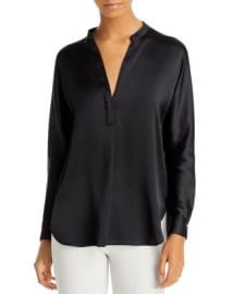 Vince Silk Banded Collar Blouse Bloomingdales at Bloomingdales