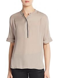 Vince Silk Contrast Placket Blouse at Vince