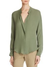 Vince Silk Double Front Blouse Sage at Bloomingdales