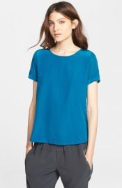 Vince Silk Front Mixed Media Tee at Nordstrom