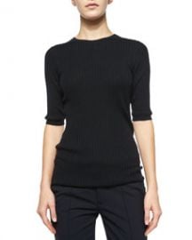 Vince Skinny Ribbed Short-Sleeve Top at Neiman Marcus