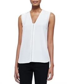 Vince Sleeveless Shell w mesh insert at Bergdorf Goodman