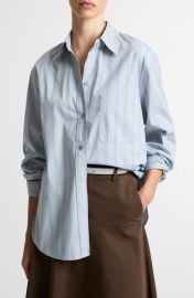 Vince Stripe Cotton Blend Button-Up Shirt at Nordstrom