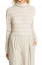 Vince Stripe Fitted Cashmere Turtleneck Sweater   Nordstrom at Nordstrom