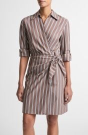 Vince Stripe Long Sleeve Tie Waist Dress at Nordstrom
