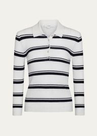 Vince Stripe Mulberry Silk-Blend Polo Top - at Bergdorf Goodman