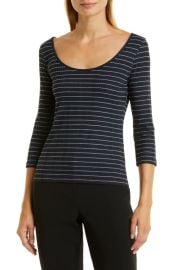 Vince Stripe Rib Scoop Neck Knit Top at Nordstrom