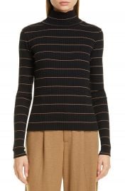 Vince Stripe Rib Stretch Cotton Turtleneck Sweater   Nordstrom at Nordstrom