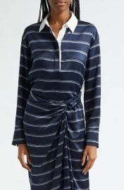 Vince Stripe Silk Rugby Shirt at Nordstrom