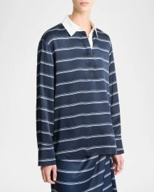 Vince Stripe Silk Rugby Shirt at Neiman Marcus