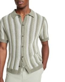 Vince Striped Crochet Button Down Shirt Bloomingdales at Bloomingdales