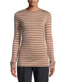 Vince Striped Long-Sleeve Crewneck Top at Bergdorf Goodman