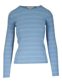 Vince Striped Ribbed Top Blue at Farfetch