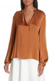 Vince Tie Neck Silk Popover Blouse   Nordstrom at Nordstrom