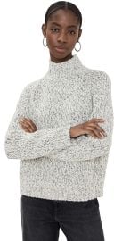 Vince Tonal Marl Textured Turtleneck Off White/Black S at Shopbop