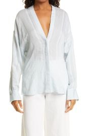 Vince Tonal Stripe V-Neck Blouse in Coastal  at Nordstrom