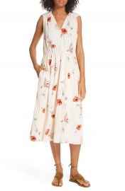 Vince Tossed Poppy Pleated Midi Dress   Nordstrom at Nordstrom