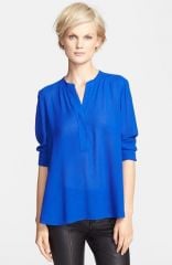 Vince Trapunto Placket Blouse in blue at Nordstrom