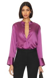 Vince Undone Edge Band Collar Blouse at Revolve