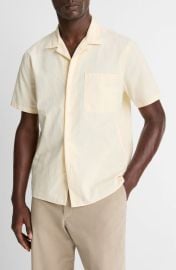 Vince Union Textured Stripe Cotton Camp Shirt at Nordstrom