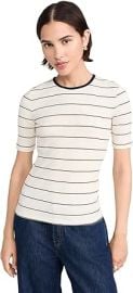 Vince Women's Rib Stripe Elbow Sleeve Crew Tee at Amazon