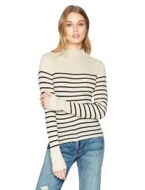 Vince Women s Striped Roll Edge Mock Neck at Amazon