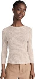 Vince Women39s Micro Stripe 34 SLV Crew Off WhiteNILE Medium at Womens Clothing store at Amazon