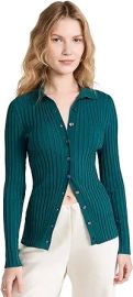 Vince Women39s Ribbed Button LS at Womens Clothing store at Amazon