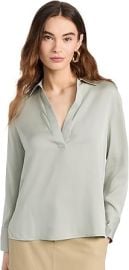 Vince Womenx27s Pullover Polo Silver Sage XXS at Womens Clothing store at Amazon