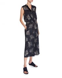 Vince Woodblock Floral Sleeveless Jumpsuit at Neiman Marcus