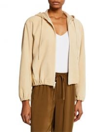 Vince Zip-Front Suede Hoodie at Neiman Marcus