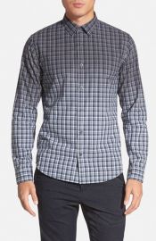 Vince and39Degrade Geoand39 Trim Fit Plaid Sport Shirt at Nordstrom