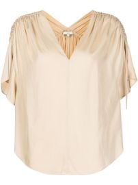 Vince short-sleeve Draped Silk Blouse  - at Farfetch