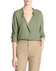 Vince silk blouse in sage at Neiman Marcus