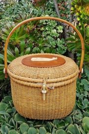 Vintage 1960s Rattan Basket Purse Selected By Garbage Soup at Free People