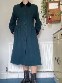 Vintage 1980s blue green teal victorian style fitted velvet coat size at Etsy