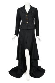 Vintage 1994 Vivienne Westwood Pinstripe Wool Jacket amp High-Low Trained Skirt Ensemble - Timeless Vixen at Timeless Vixen