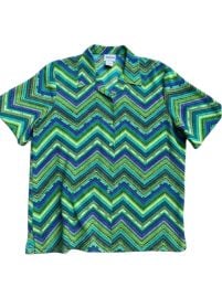 Vintage BonWorth Camp Collar Green Blue Disco Psychedelic Button Up Shirt Size M eBay at eBay