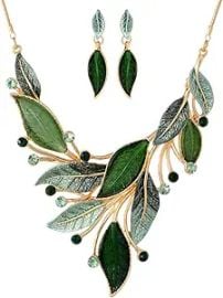 Vintage Chunky Statement Jewelry Set Retro Leaf Floral Geometric Bohemian Boho Bib Necklace Earring Set Fashion Costume Jewelry for Women Girls Wedding Party Prom Unique Gift at Amazon