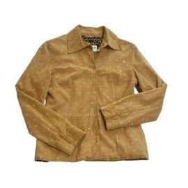 Vintage Dolce amp Gabbana Swarovski-Studded Suede Jacket in Tan eBay at eBay