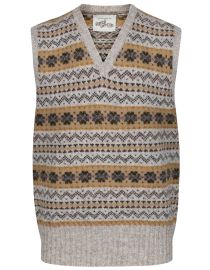 Vintage Fair Isle quotThe de Britoquot slip over vest knitted in Shetland at Oldfield Outfitters