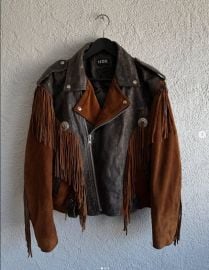 Vintage Fringe Biker Jacket at Shopier