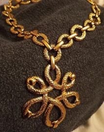 Vintage Gilt MONET Brutalist Hammered Etruscan Pendant Necklace VG eBay at eBay