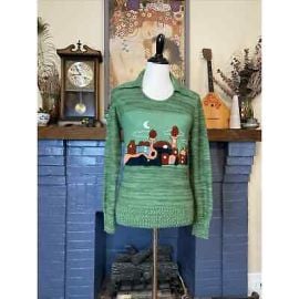 Vintage Glamour Knit 70s Shag Embroidered Sweater SM Hippie Boho Space Dye eBay at eBay