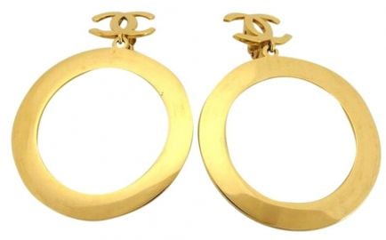 Vintage Gold Logo Drop Earrings by Chanel at Chanel