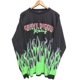 Vintage Grave Digger Long Sleeve Shirt at Depop